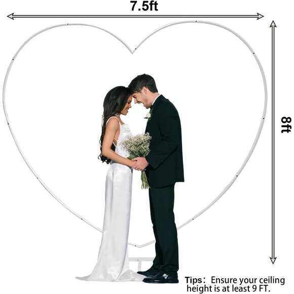 8ft2.4M Heart Shaped White Metal Balloon Arch Stand Frame Display Kit,Love Ballo - Picture 3 of 5